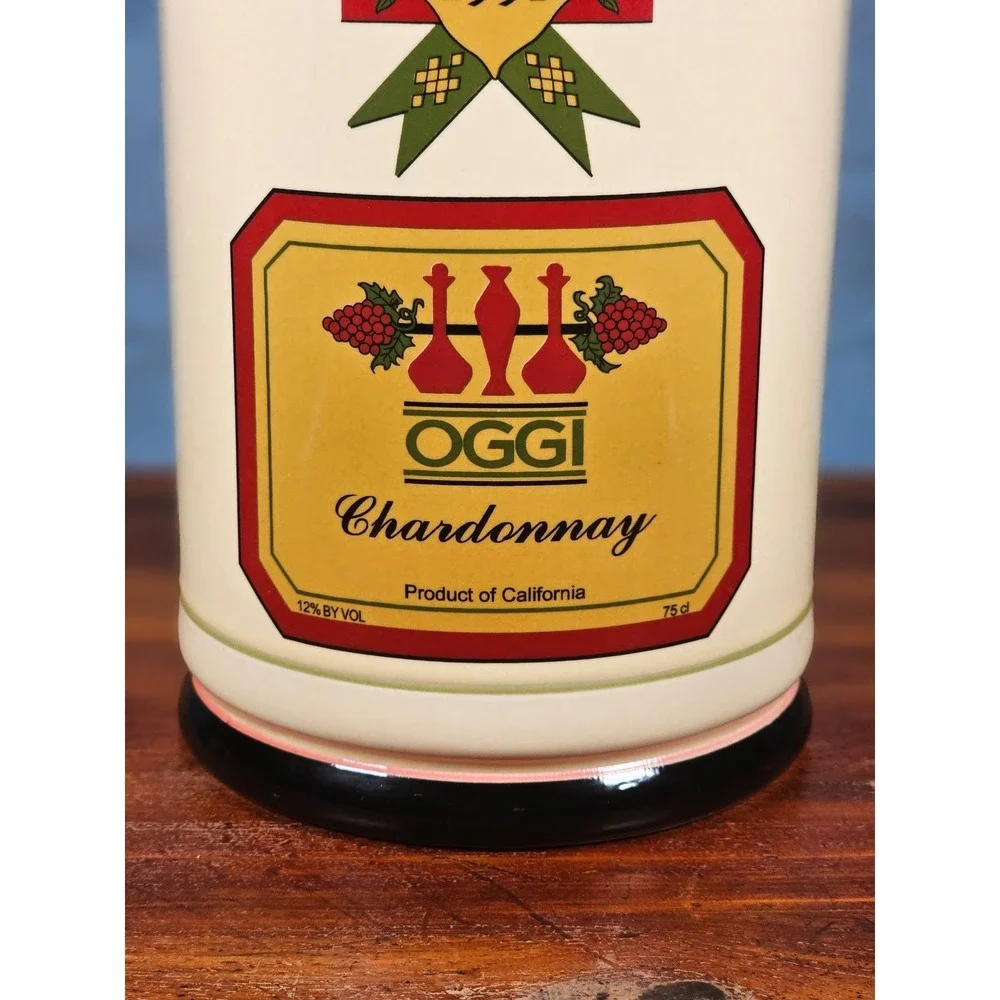 Vintage OGGI Chardonnay Wine Ceramic Canister With Lid 10 In